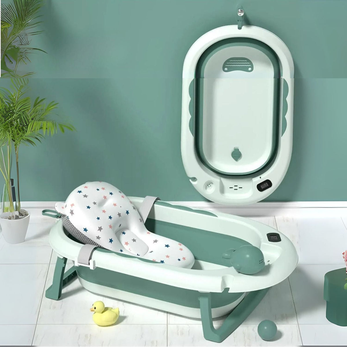Set Bañera Plegable con Termómetro BabyWhale®